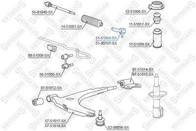 5151003SX STELLOX Наконечник поперечной рулевой тяги