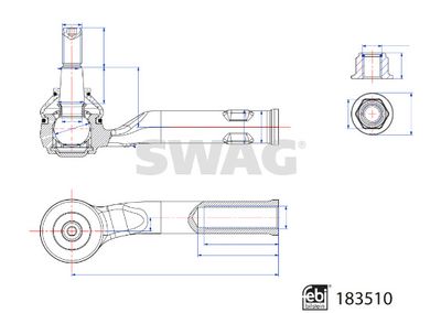 33109002 SWAG Наконечник поперечной рулевой тяги