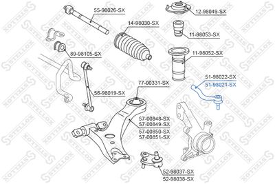 5198021SX STELLOX Наконечник поперечной рулевой тяги