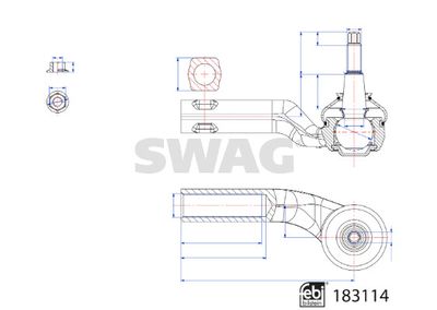 33108837 SWAG Наконечник поперечной рулевой тяги