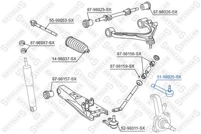 5198025SX STELLOX Наконечник поперечной рулевой тяги