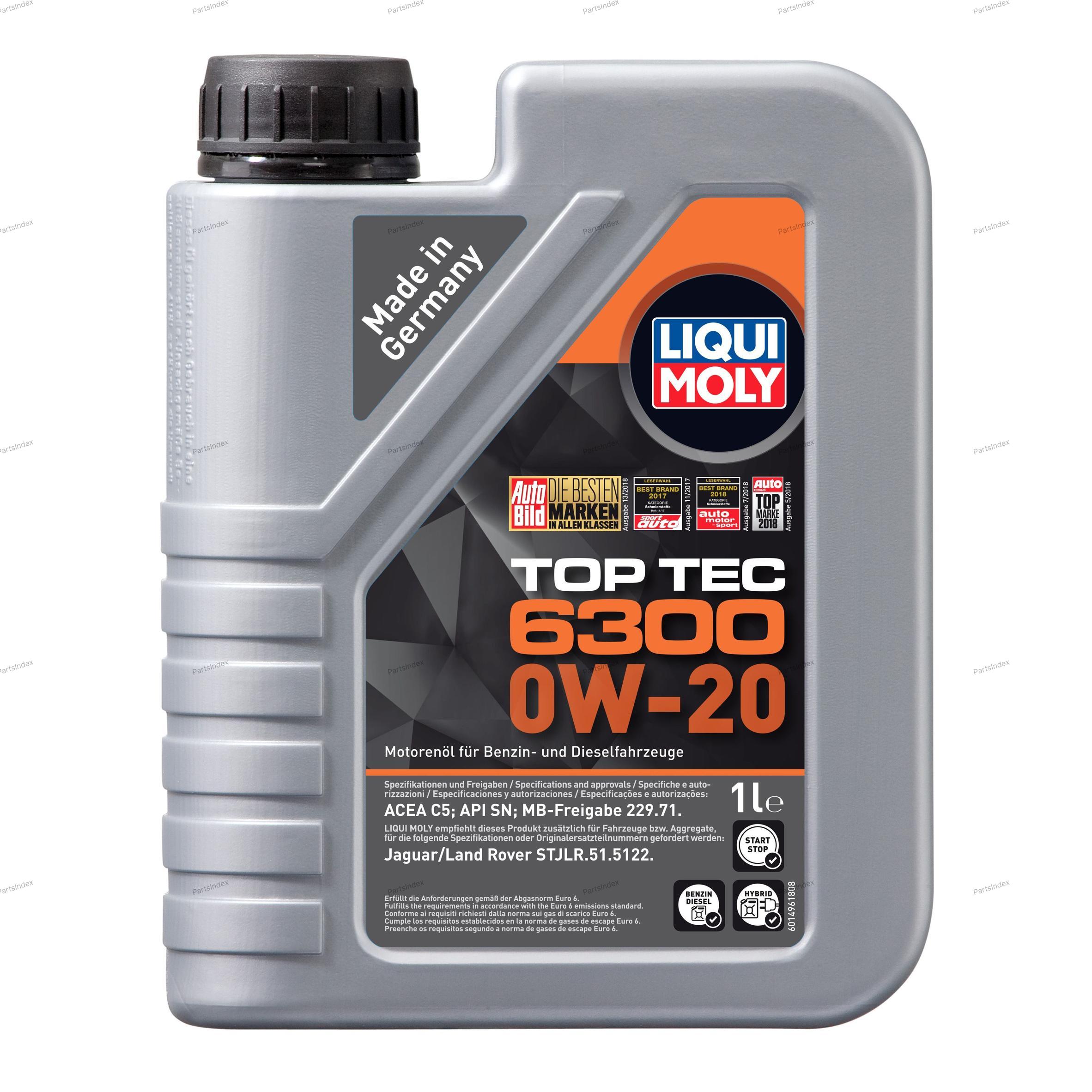 Масло моторное hc-синтетическое LIQUI MOLY Top Tec 6300 0W-20, 1л