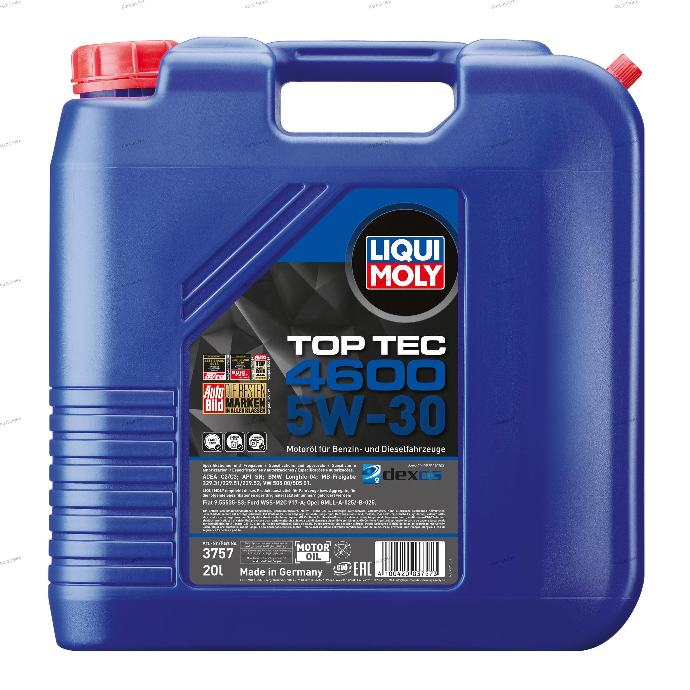 Масло моторное hc-синтетическое LIQUI MOLY Top Tec 4600 5W-30, 20л