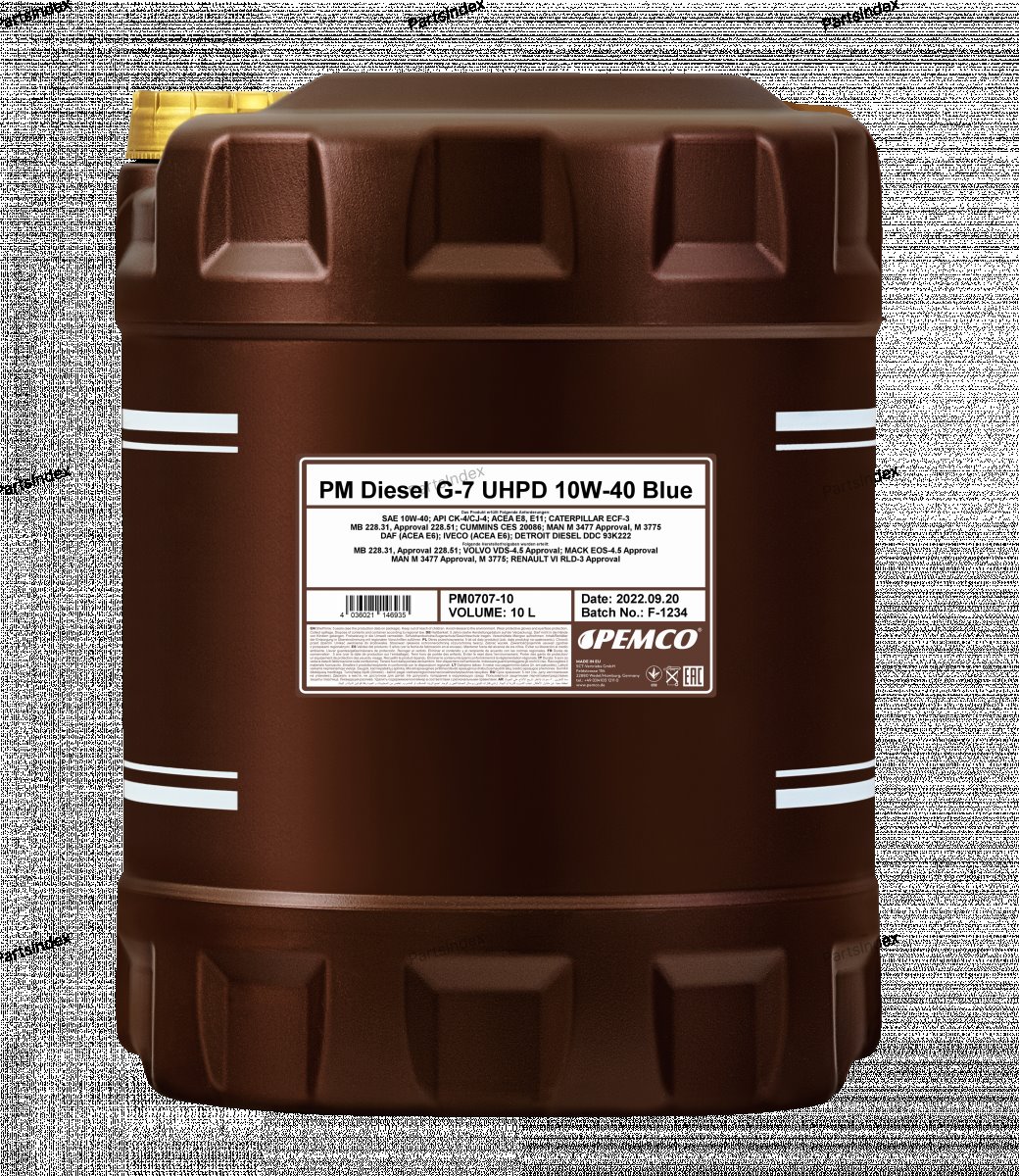 Масло моторное синтетическое PEMCO 10W-40, 10л