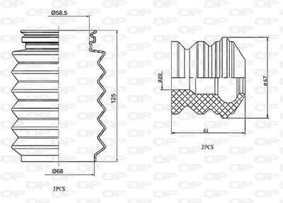 DCK509704 OPEN PARTS Пылезащитный комплект, амортизатор