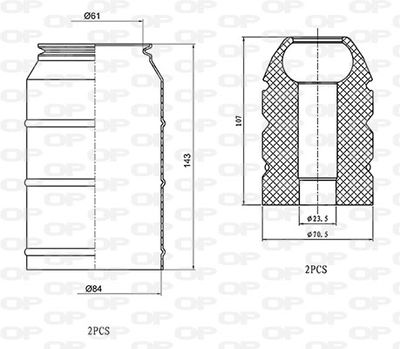 DCK503304 OPEN PARTS Пылезащитный комплект, амортизатор