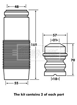BPK7055 BORG & BECK Пылезащитный комплект, амортизатор