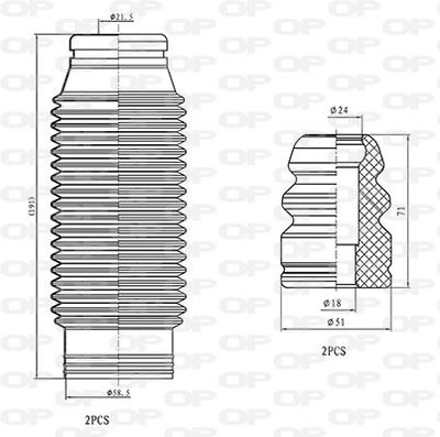 DCK509004 OPEN PARTS Пылезащитный комплект, амортизатор