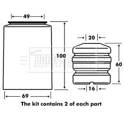 BPK7024 BORG & BECK Пылезащитный комплект, амортизатор