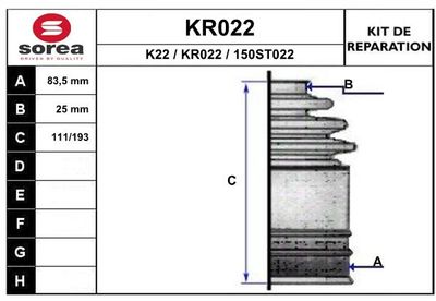 KR022 EAI Комплект пыльника, приводной вал