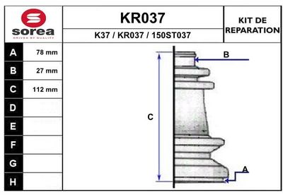 KR037 EAI Комплект пыльника, приводной вал