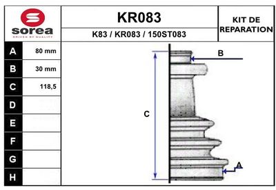 KR083 EAI Комплект пыльника, приводной вал