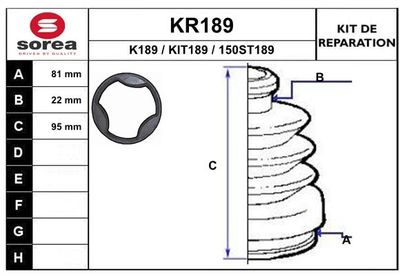 KR189 EAI Комплект пыльника, приводной вал