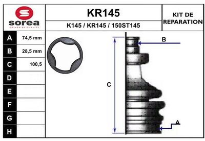 KR145 EAI Комплект пыльника, приводной вал