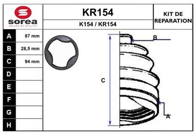 KR154 EAI Комплект пыльника, приводной вал