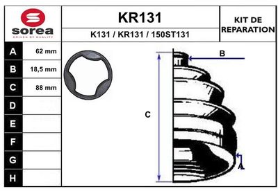 KR131 EAI Комплект пыльника, приводной вал