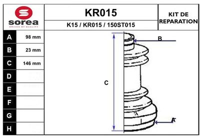 KR015 EAI Комплект пыльника, приводной вал