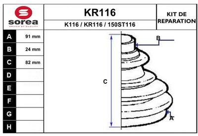 KR116 EAI Комплект пыльника, приводной вал