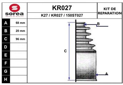 KR027 EAI Комплект пыльника, приводной вал