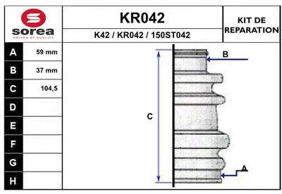 KR042 EAI Комплект пыльника, приводной вал