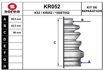 KR052 EAI Комплект пыльника, приводной вал