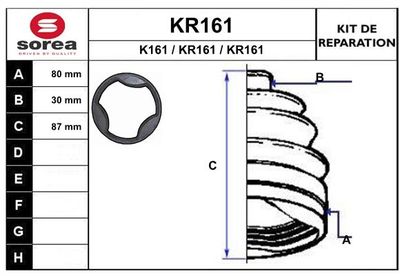 KR161 EAI Комплект пыльника, приводной вал