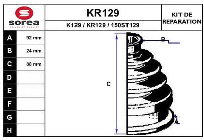 KR129 EAI Комплект пыльника, приводной вал