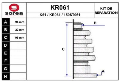 KR061 EAI Комплект пыльника, приводной вал