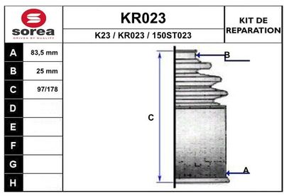 KR023 EAI Комплект пыльника, приводной вал