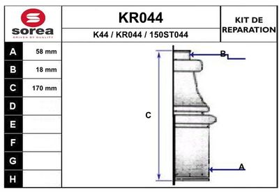 KR044 EAI Комплект пыльника, приводной вал