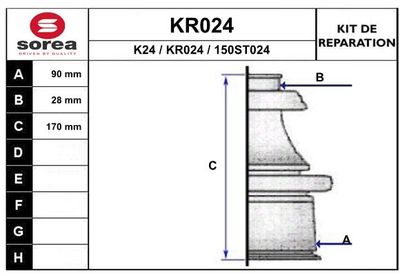 KR024 EAI Комплект пыльника, приводной вал