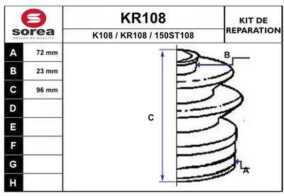 KR108 EAI Комплект пыльника, приводной вал