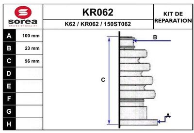 KR062 EAI Комплект пыльника, приводной вал