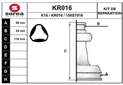 KR016 EAI Комплект пыльника, приводной вал