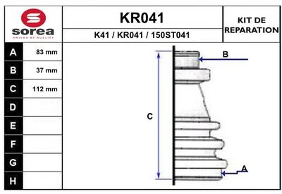 KR041 EAI Комплект пыльника, приводной вал