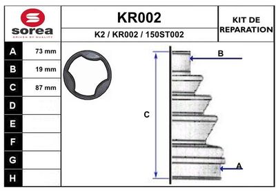 KR002 EAI Комплект пыльника, приводной вал