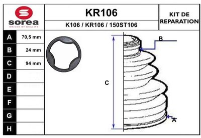 KR106 EAI Комплект пыльника, приводной вал