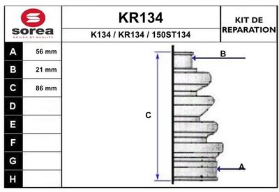 KR134 EAI Комплект пыльника, приводной вал