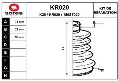 KR020 EAI Комплект пыльника, приводной вал