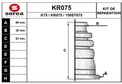 KR075 EAI Комплект пыльника, приводной вал