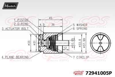 72941005P MAXTECH Поршень, корпус скобы тормоза