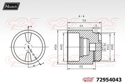 72954043 MAXTECH Поршень, корпус скобы тормоза