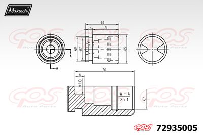 72935005 MAXTECH Поршень, корпус скобы тормоза