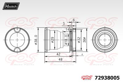 72938005 MAXTECH Поршень, корпус скобы тормоза