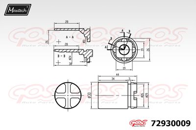 72930009 MAXTECH Поршень, корпус скобы тормоза