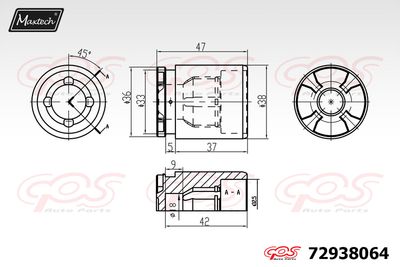 72938064 MAXTECH Поршень, корпус скобы тормоза