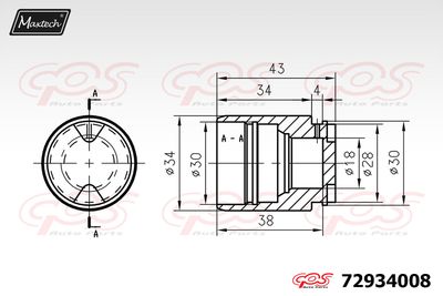 72934008 MAXTECH Поршень, корпус скобы тормоза