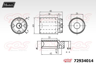 72934014 MAXTECH Поршень, корпус скобы тормоза