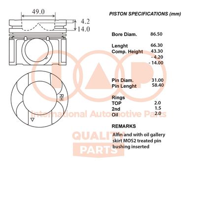 10015041 IAP QUALITY PARTS Поршень