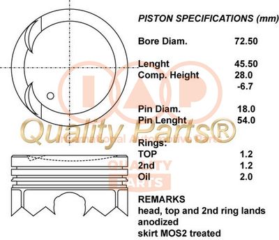 10003107 IAP QUALITY PARTS Поршень